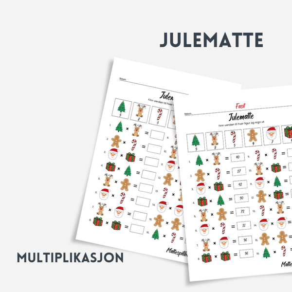 Multiplikasjonsark med juletema