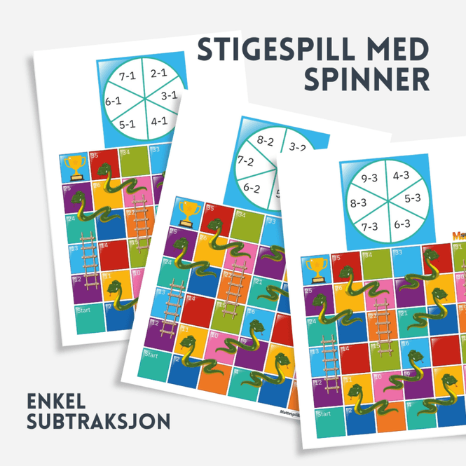 Hovedbilde Subtraksjon | Stigespill med spinner | En, to, ...